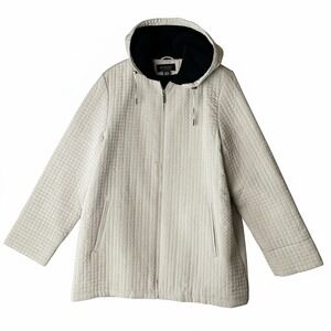 Aeros by Kristen Blake Womens XL Beige Quilted Hooded Zip Jacket‎ Coat I72922